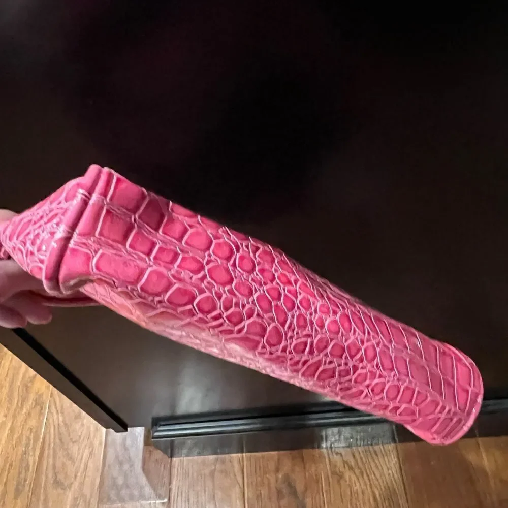 Pink faux croco NWOT vintage makeup bag